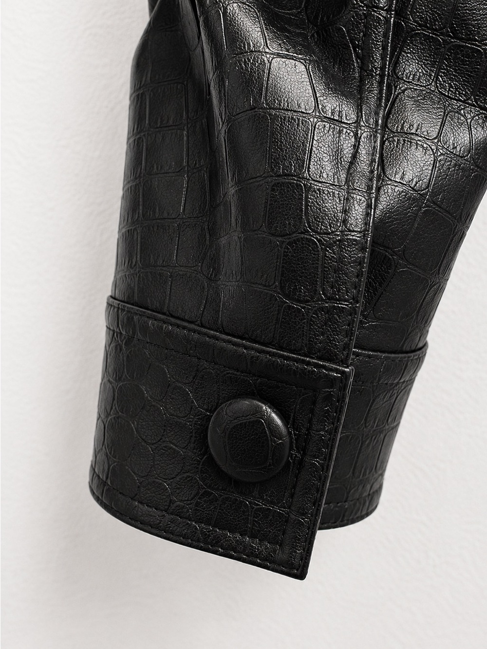 House of Harlow 1960 Dark Green Croc-Embossed Faux Leather Jacket - Picture 13 of 16
